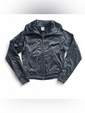 Nike Black Satin-Look Zip Turtle neck Jacket size Small